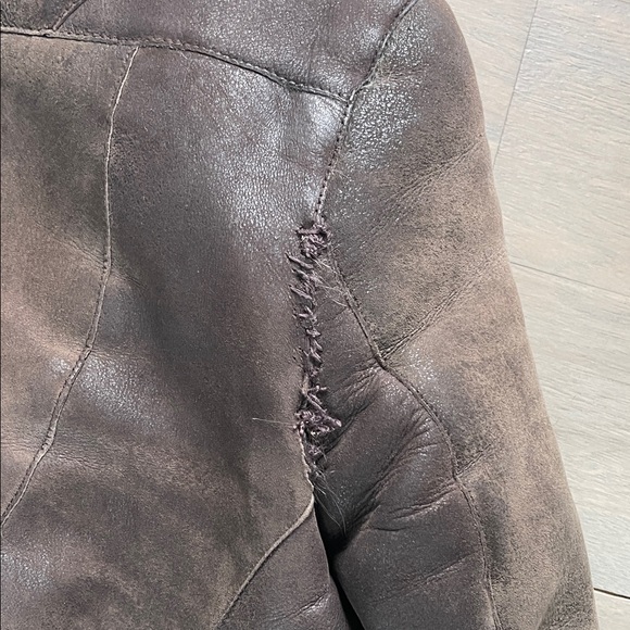 All Saints Black Leather Jacket with Gray Fur Trim - Picture 5 of 5